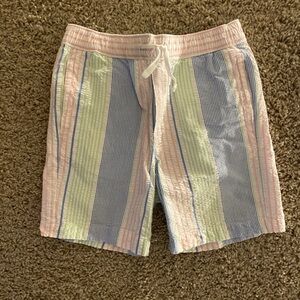 Janie and Jack Boys Cotton Multicolor Pastel Striped Drawstring Shorts Sz 6